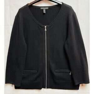 Eileen Fisher Women’s 100% cashmere Black zip cardigan sweater Petite Small